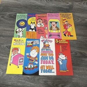Vintage 1970s Lots Of Laughs Box Of 9 New Assorted  Cards Humor W/Envelopes USA